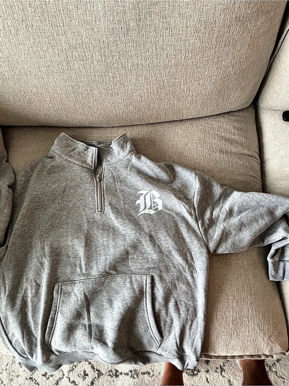 J. Crew Gray Quarter-Zip Hoodie Size Large